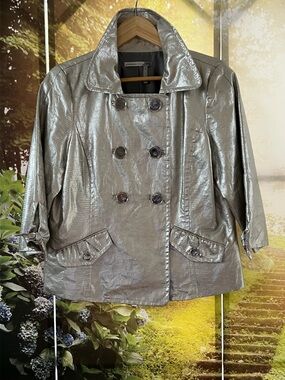 Sharp Looking Silver Snakeskin Jacket Great Detailing Nordstrom Size S